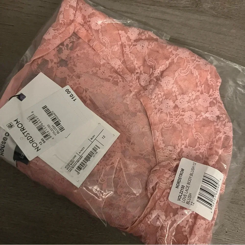 House Of Sunny Love Lace Bodysuit in Blush Pink